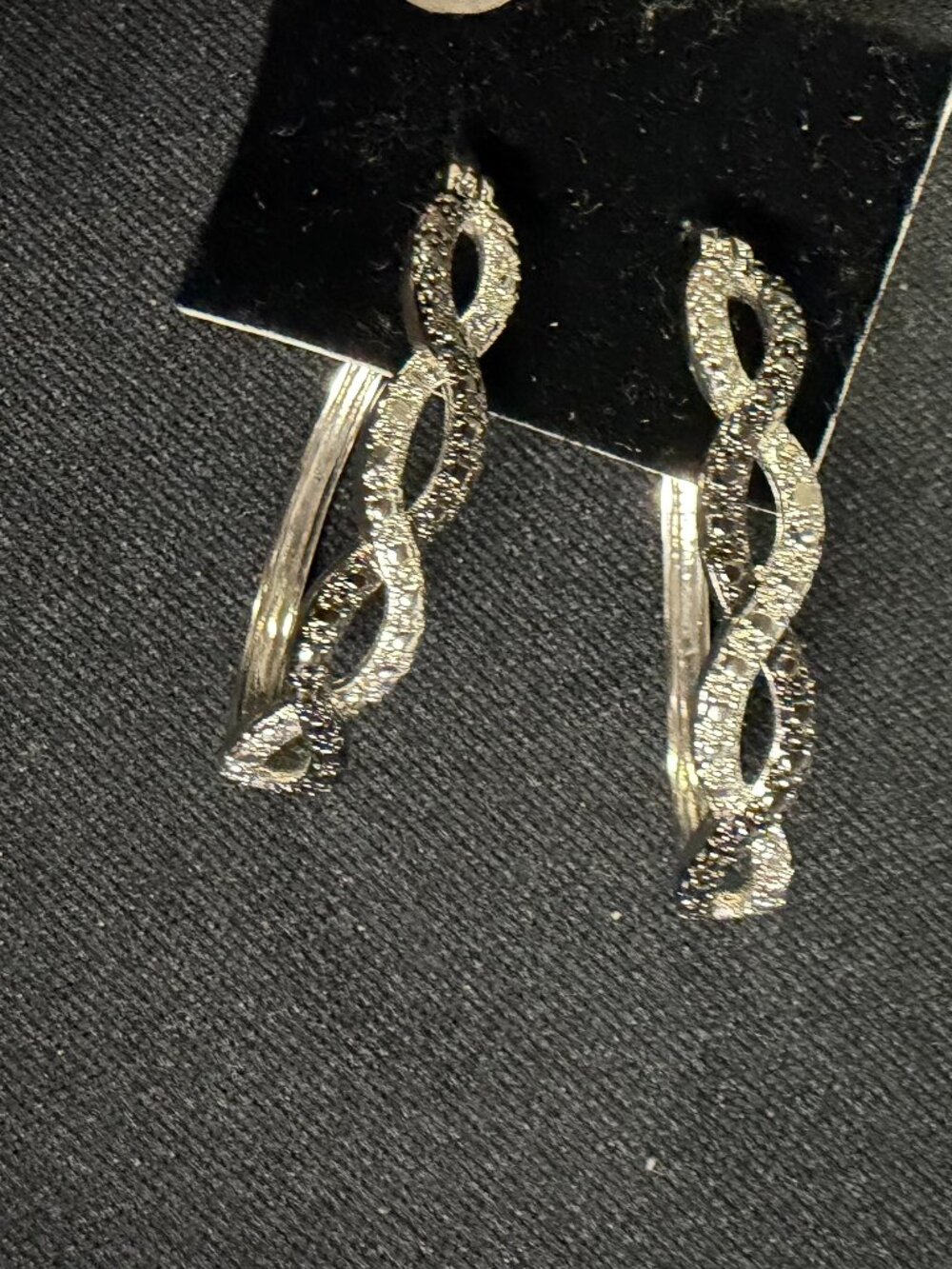 Silver-Tone Rhinestone Swirl Hoop Earrings ✨